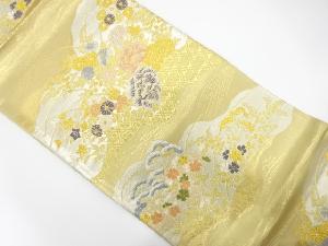 アンティーク　道長取りに草花模様織出し袋帯（材料）